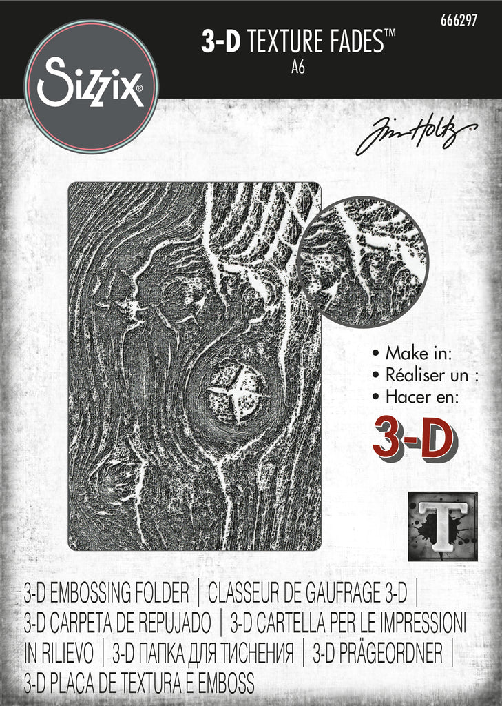 Tim Holtz Sizzix Woodgrain 3D Texture Fades Embossing Folder 666297