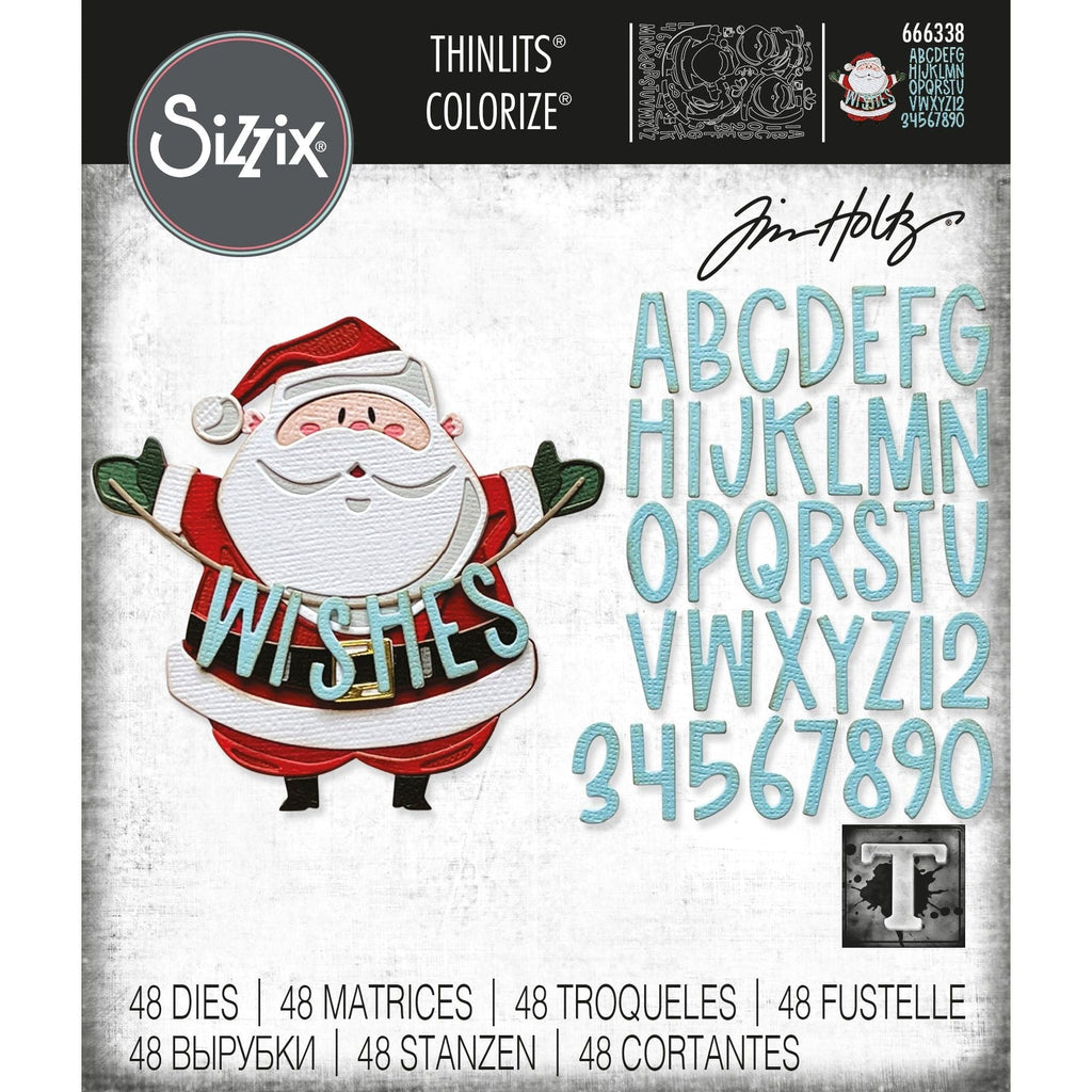 Tim Holtz Sizzix Santa Greetings, Colorize Thinlits Dies 666338