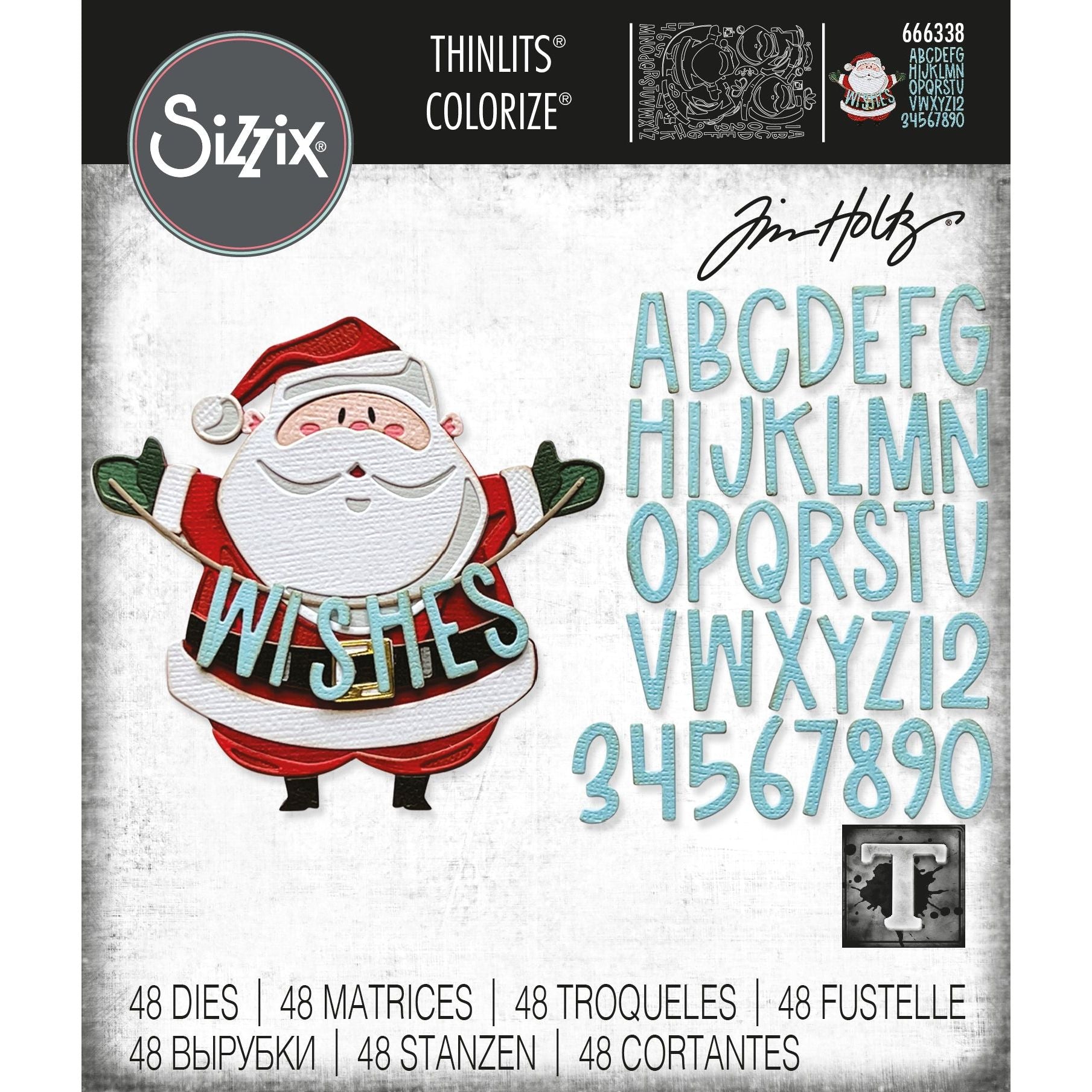 Tim Holtz Sizzix Santa Greetings, Colorize Thinlits Dies 666338
