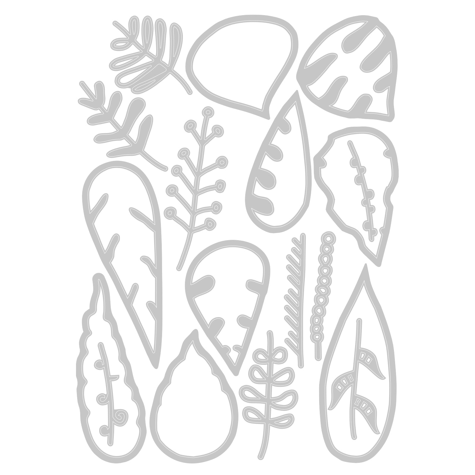 Tim Holtz Sizzix Artsy Leaves Thinlits Dies 666380 line art