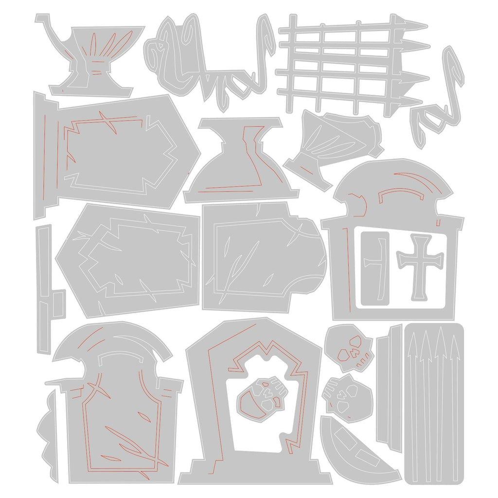 Tim Holtz Sizzix Graveyard Colorize Thinlits Dies 666383 line art