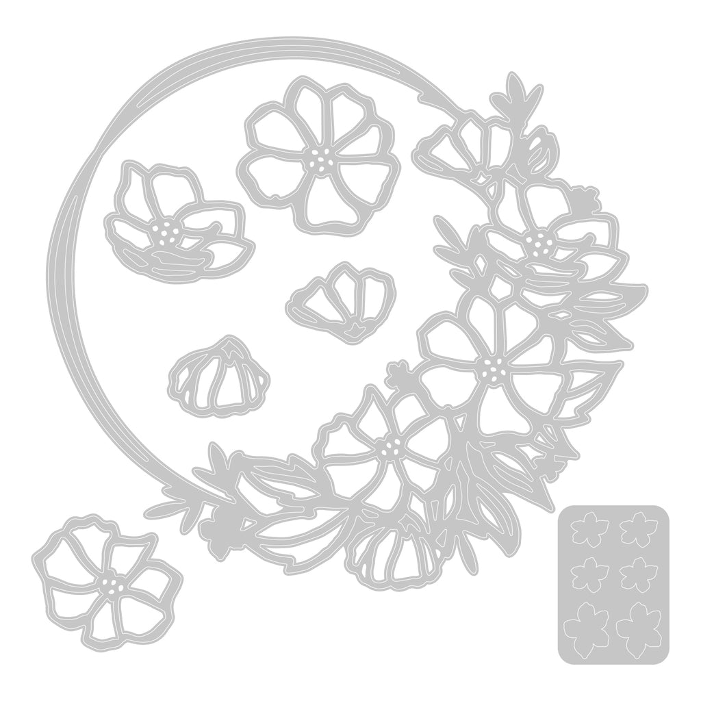 Sizzix Floral Round Thinlits Dies 666522 line art
