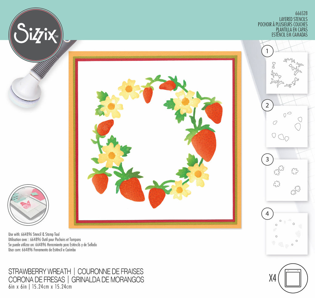 Sizzix Strawberry Wreath Layered Stencils 666528