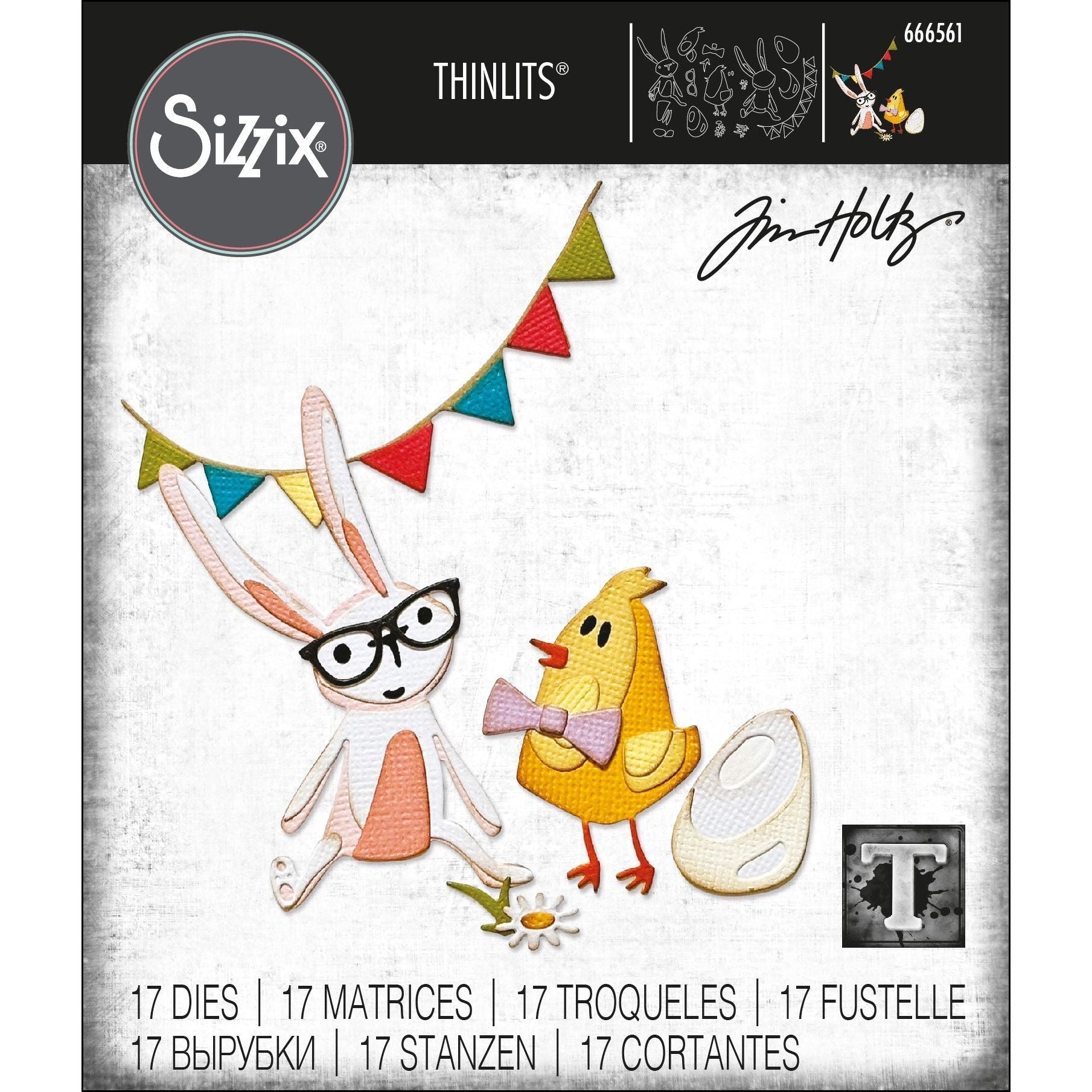 Tim Holtz Sizzix Vault Bunny + Chick Thinlits Dies 666561