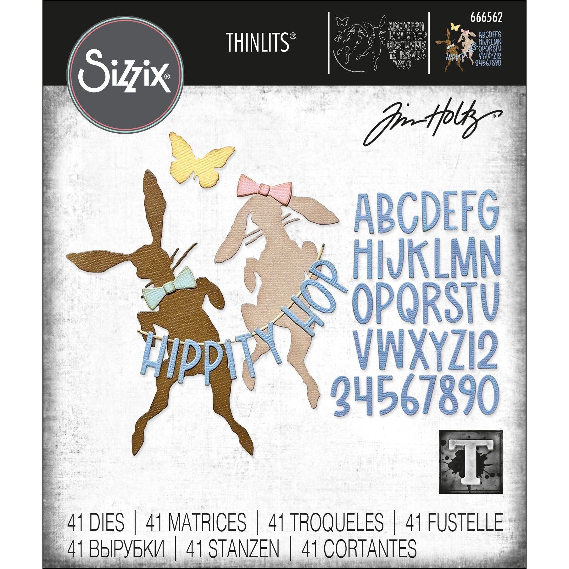 Tim Holtz Sizzix Vault Hippity Hop Thinlits Dies 666562