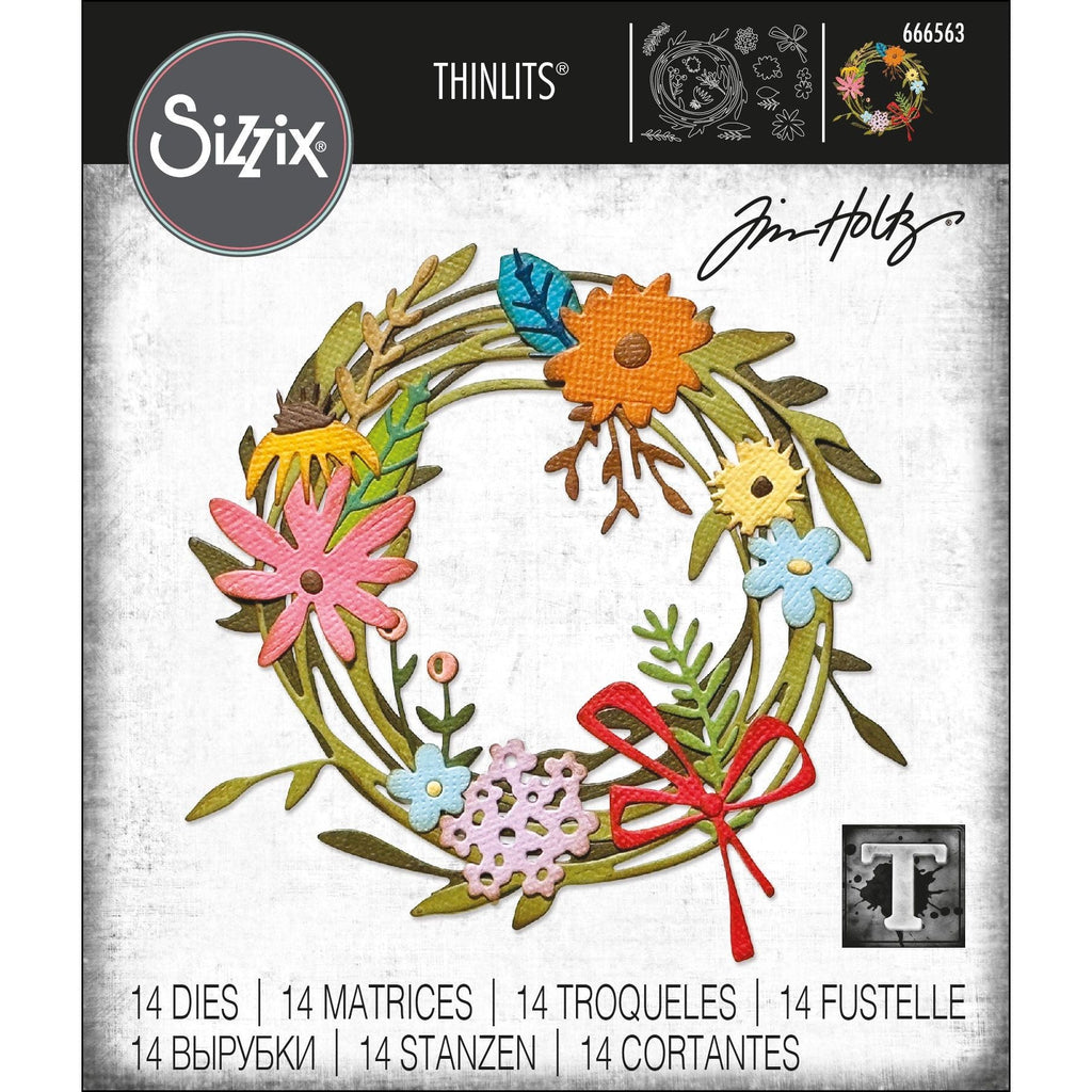 Tim Holtz Sizzix Vault Floral Wreath Thinlits Dies 666563