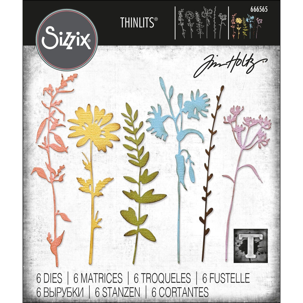Tim Holtz Sizzix Vault Wildflowers Thinlits Dies 666565