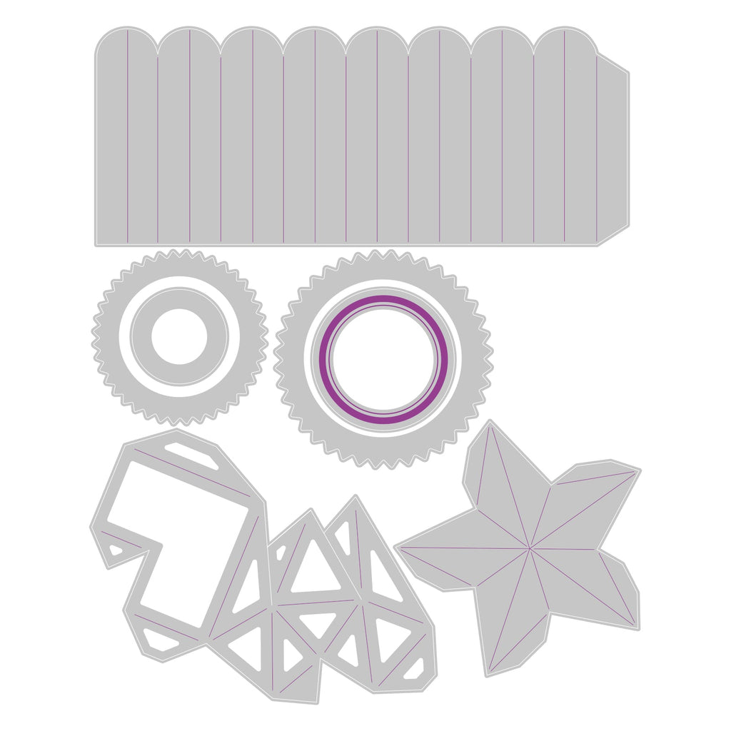 Tim Holtz Sizzix Vault Rosettes Thinlits Dies 666567 line art