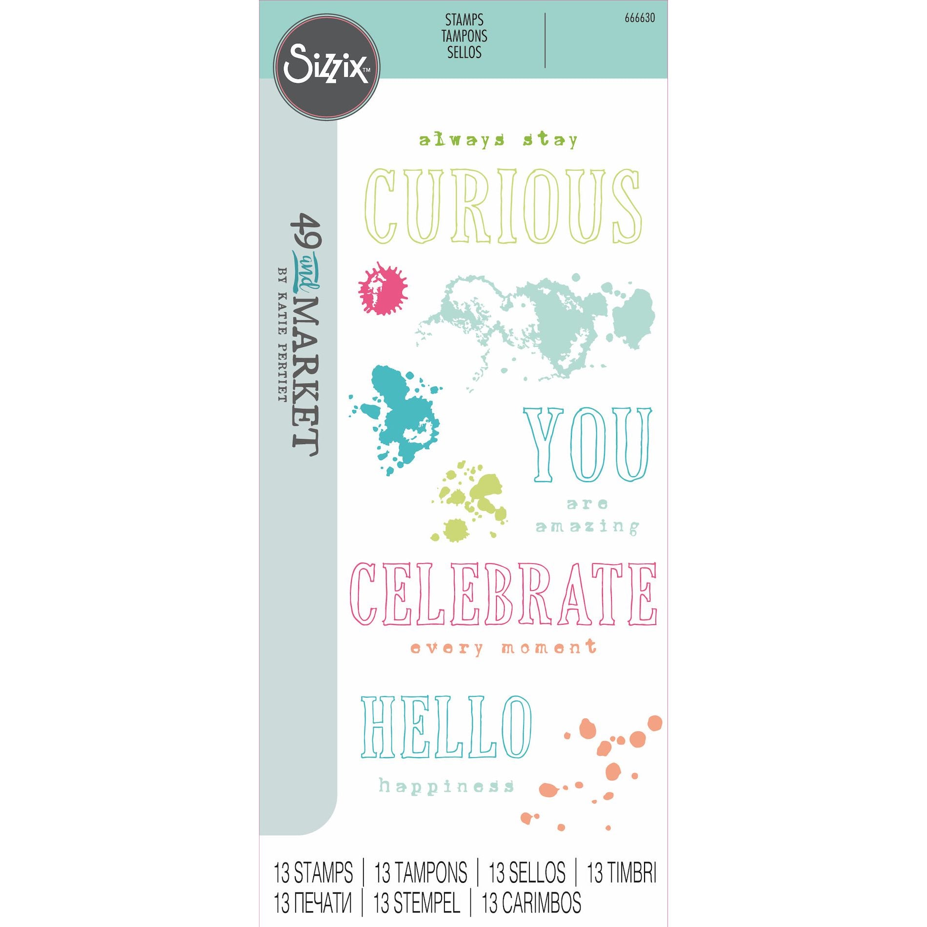 Sizzix and 49 and Market Hello You Sentiments Clear Stamps 666630