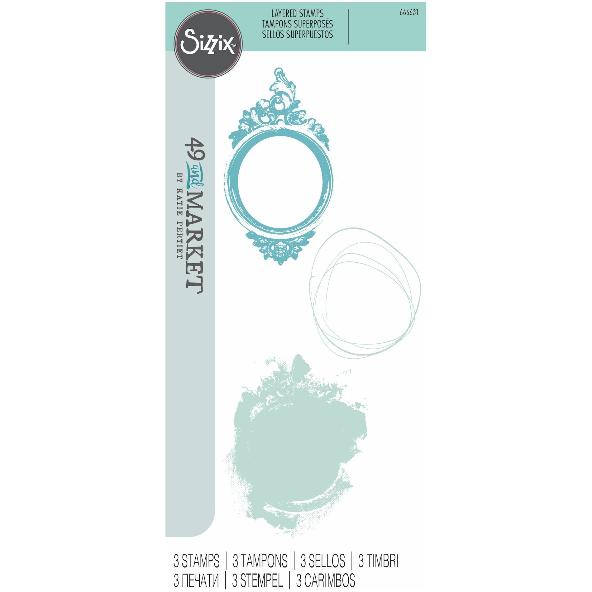 Sizzix and 49 and Market Artsy Regal Frame Layered Clear Stamps 666631