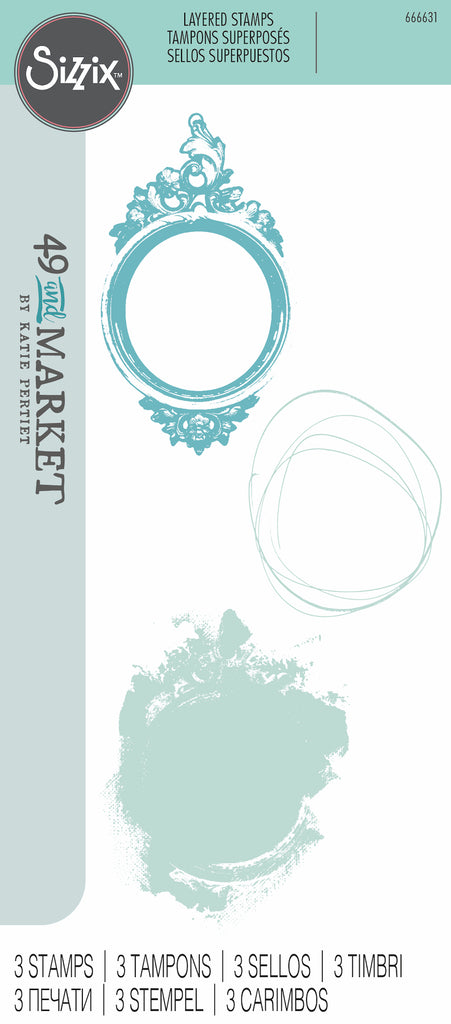 Sizzix and 49 and Market Artsy Regal Frame Layered Clear Stamps 666631