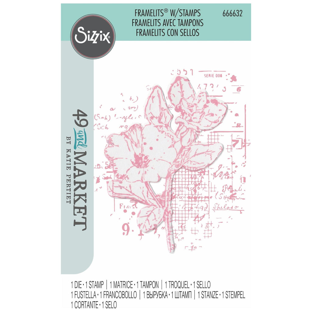 Sizzix and 49 and Market Floral Mix Cluster Framelits Die and Stamp Set 666632
