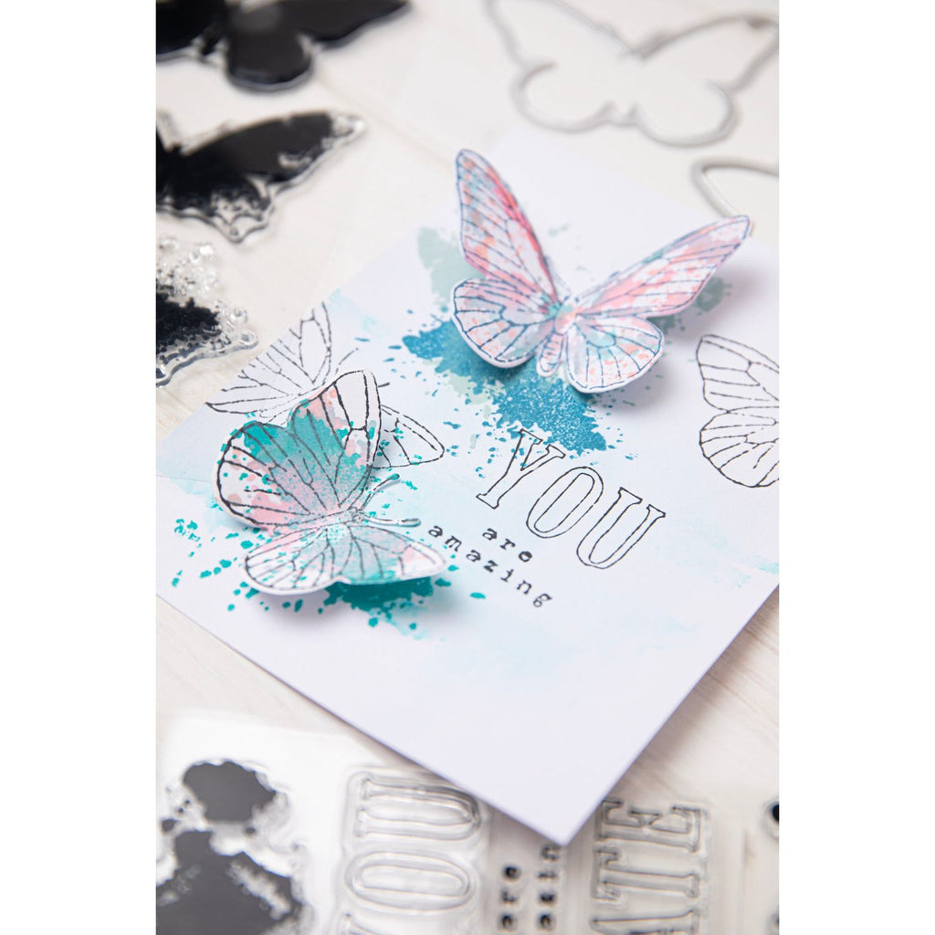Sizzix and 49 and Market Painted Pencil Butterflies Die and Stamp Set 666634 butterflies