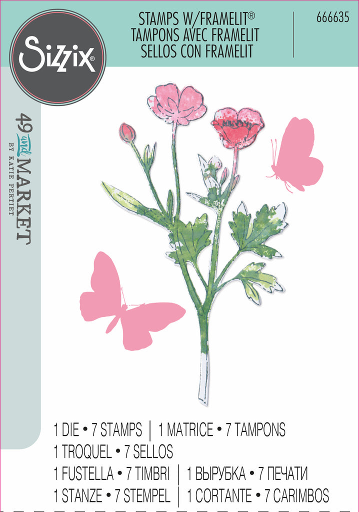 Sizzix and 49 and Market Painted Pencil Botanical Die and Stamp Set 666635