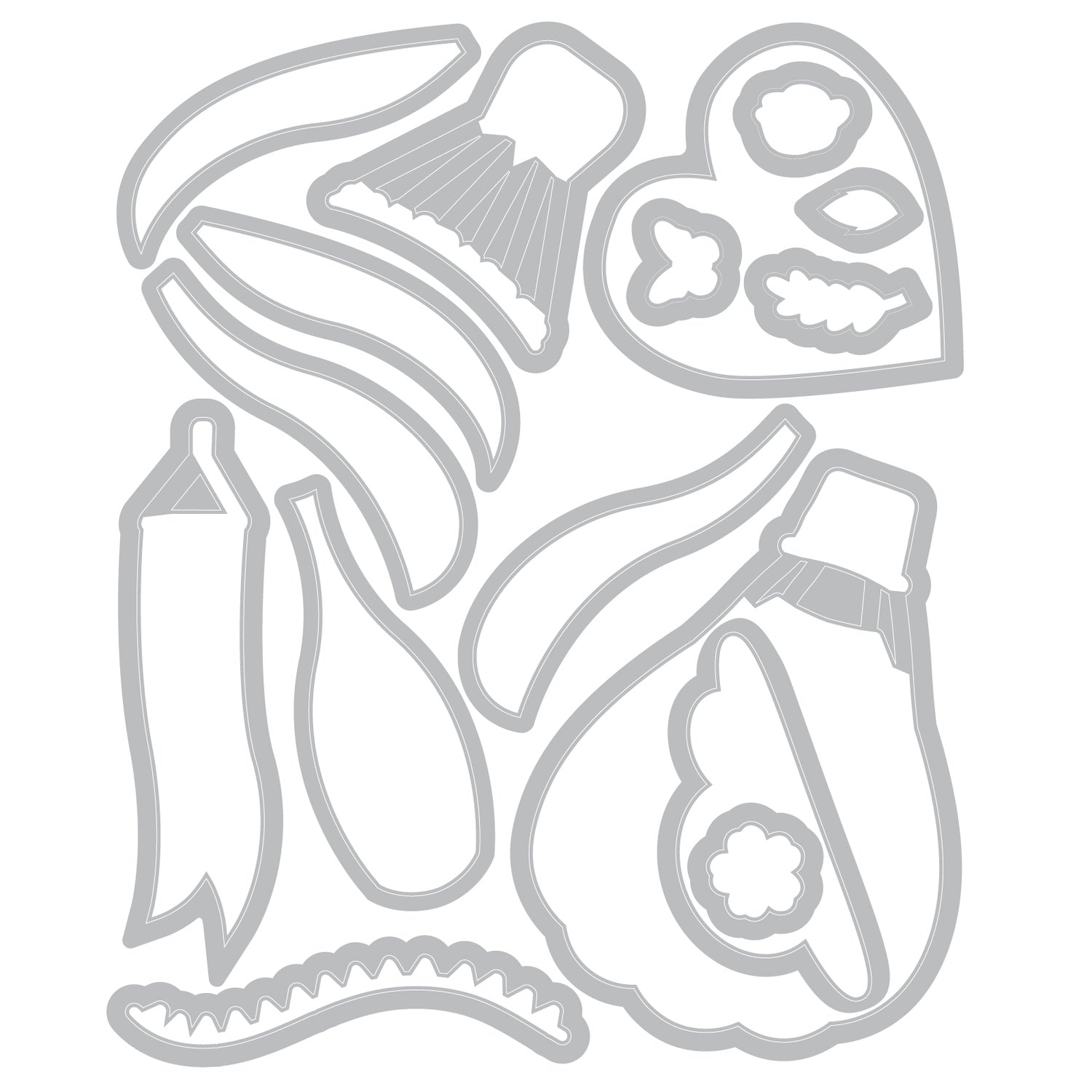 Sizzix Up and Away 2 Framelits Dies 666830 line art