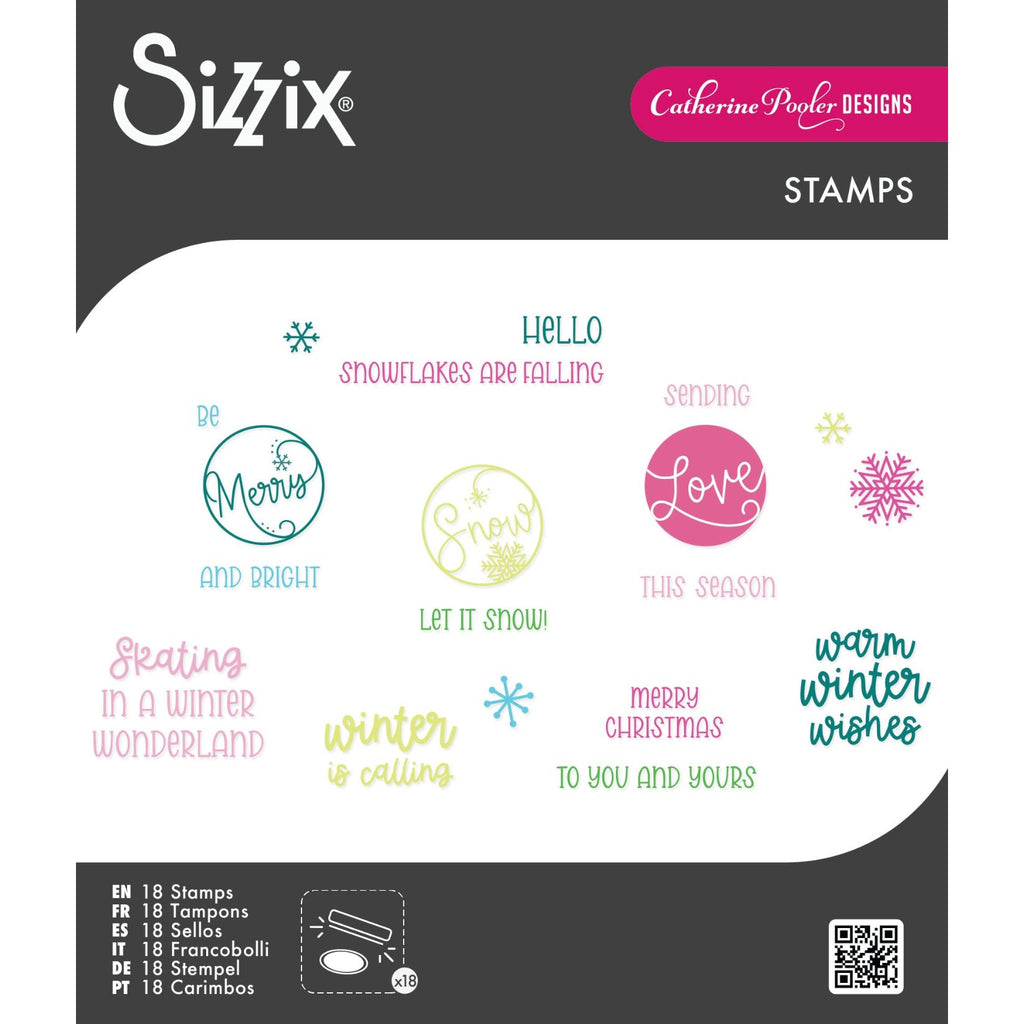 Sizzix Warm Winter Wishes Sentiments Clear Stamps Set 667172