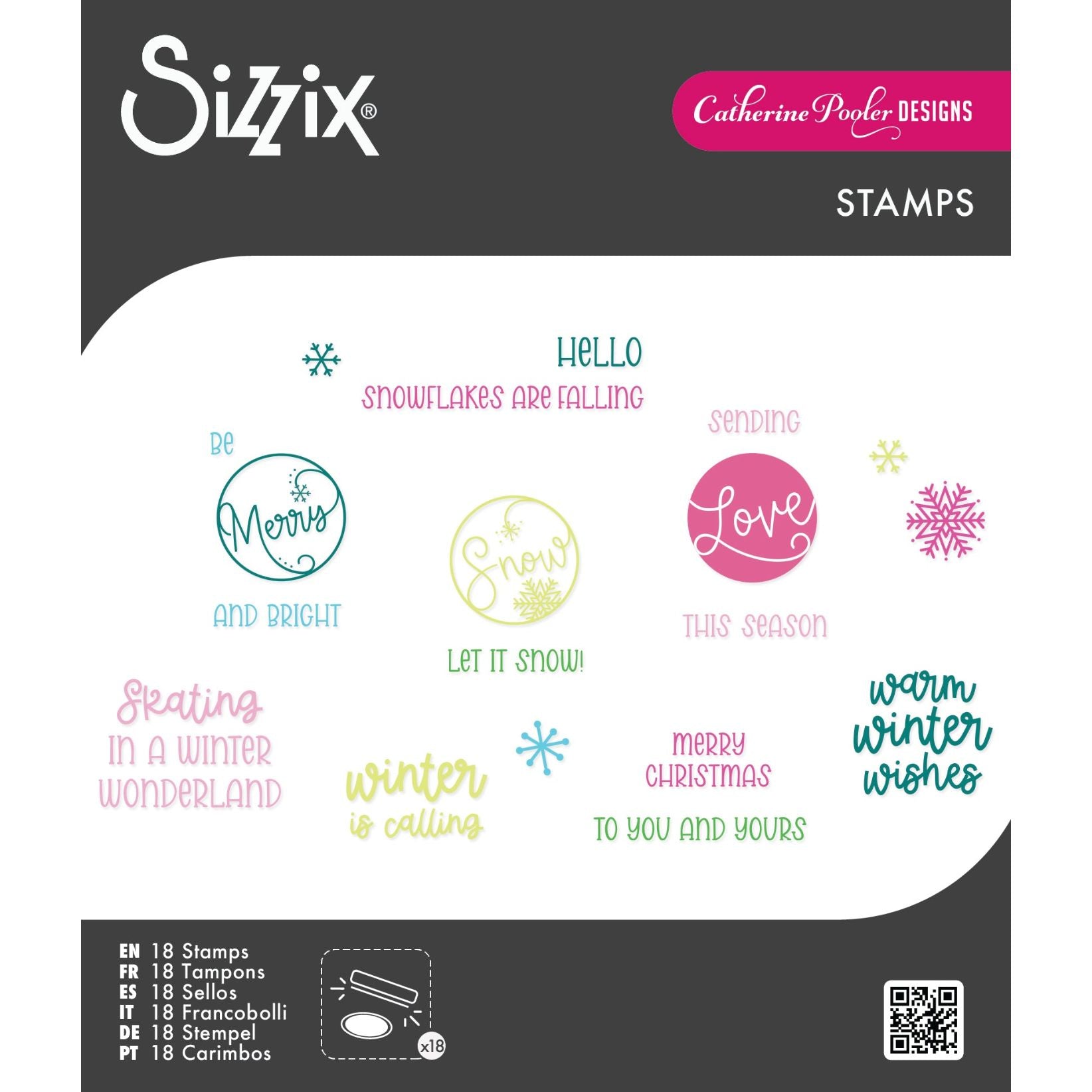 Sizzix Warm Winter Wishes Sentiments Clear Stamps Set 667172