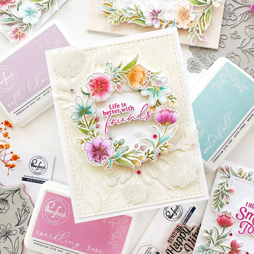 Pinkfresh Studio Garden Tapestry Bundle Floral Friendship Card | color-code:ALT01
