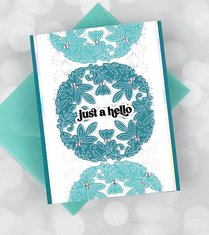 PinkFresh Studio JUST A HELLO FLORAL Clear Stamp Set 121421 Just A Hello Card | color-code:ALT17
