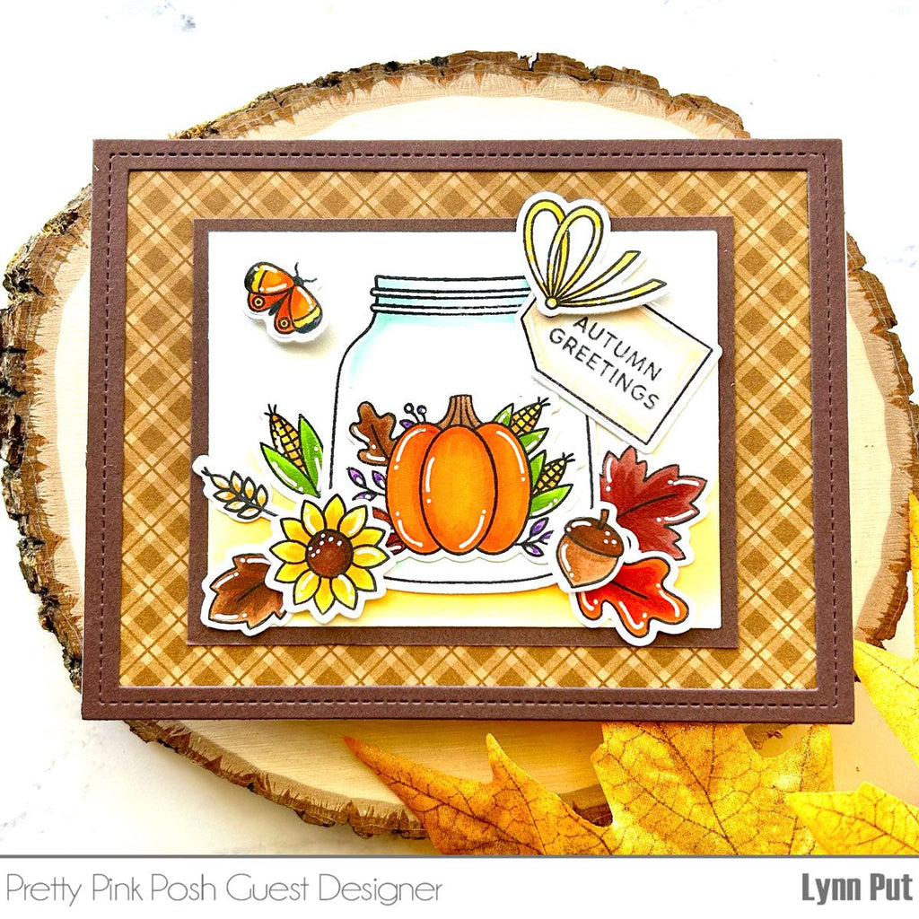 Pretty Pink Posh Fall Jar Clear Stamps pumpkin in a jar