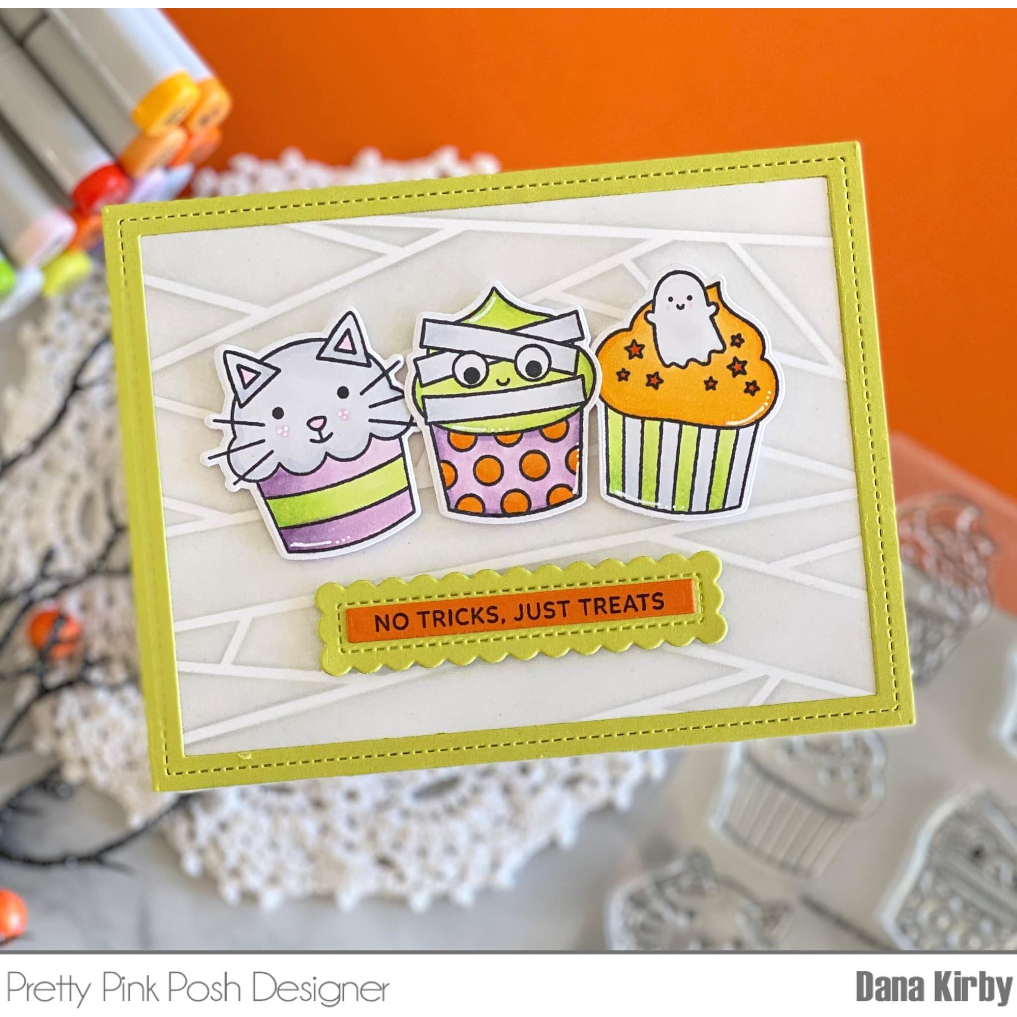 Pretty Pink Posh Halloween Cupcakes Clear Stamps no tricks