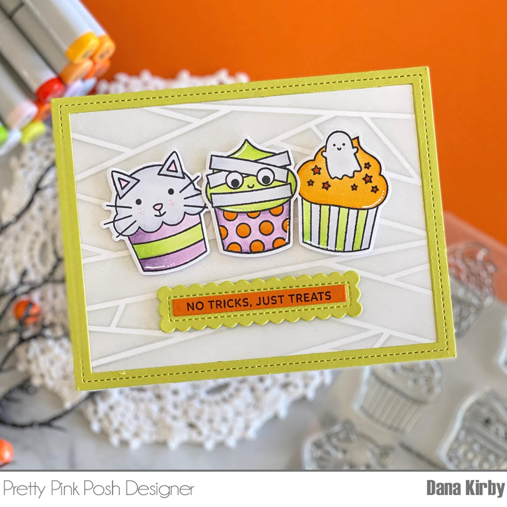 Pretty Pink Posh Halloween Cupcakes Clear Stamps no tricks