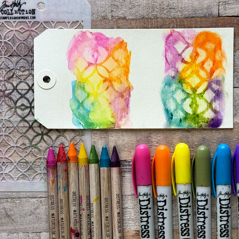 Tim Holtz Distress Watercolor Pencils Sets 4, 5, 6 And Sharpener Bundle Ranger Colorful Mosaic | color-code:ALT06