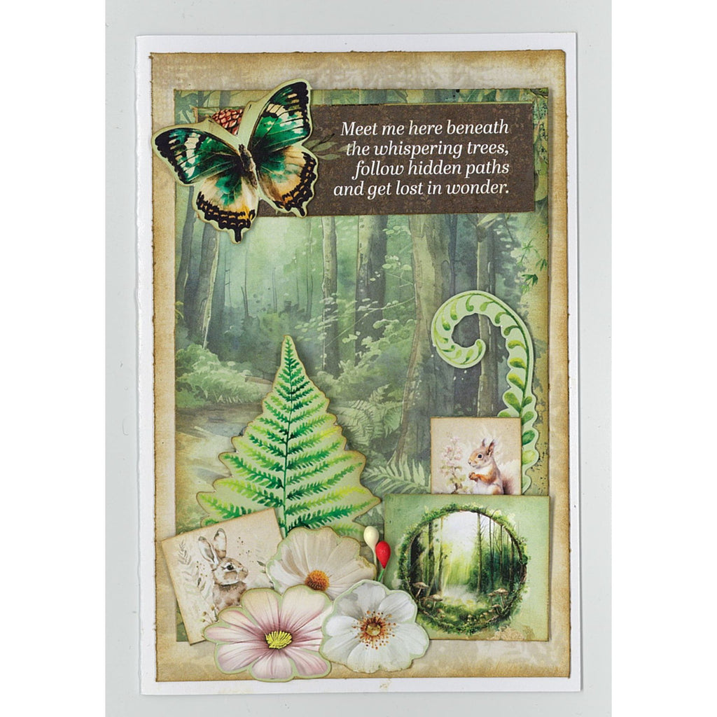 3Quarter Designs Woodland Hollow 8x8 Paper Pack and Diecuts Set 3q-pp8-woodlandhollow butterfly squirrel bunny trees card