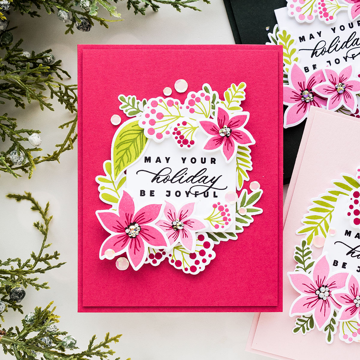 CZ Designs Stamps And Dies Winter Wishes set700ww All The Joy Christmas Card | color-code:ALT06