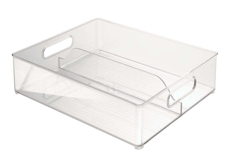 InterDesign Linus Shallow Divided Stacking Bin Clear 70066