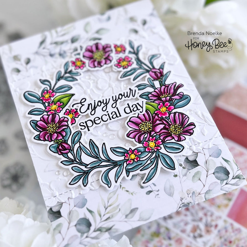 Honey Bee CRYSTAL GLIMMER Enamel Stickers hbes-010 Special Day Wreath Card | color-code:ALT01