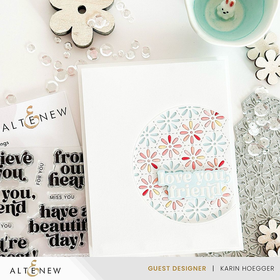 Altenew Classic Greetings Dies alt8471 love you friend