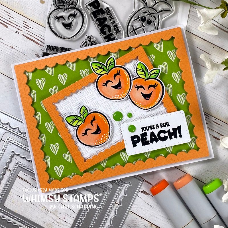 Whimsy Stamps Inverted Scallop Rectangle Die Set WSD197 peaches