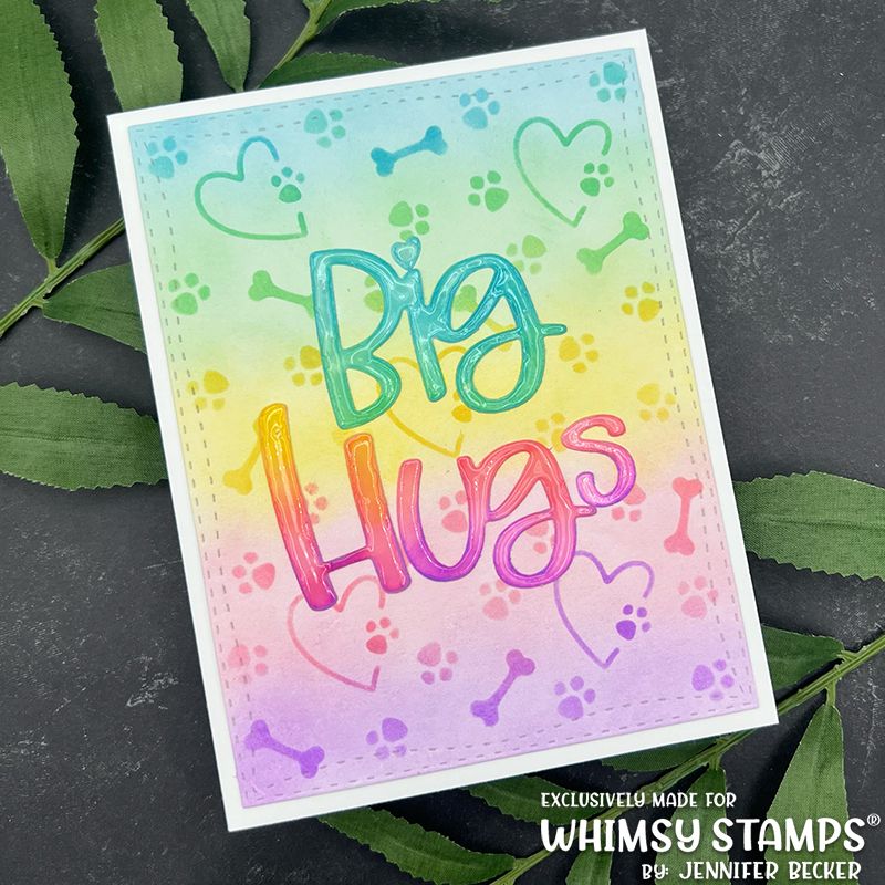 Whimsy Stamps Stencil Stackers Furrbabies WSS140 big hugs