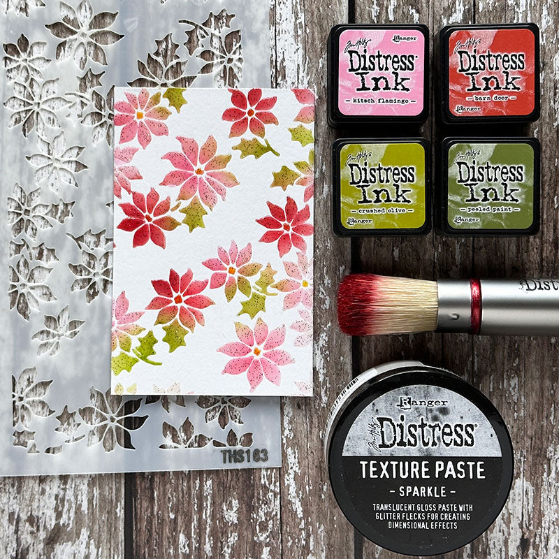 Tim Holtz Distress Mini Ink Pad CRUSHED OLIVE Ranger TDP39914 Holiday Stencil Swatch | color-code:ALTM3