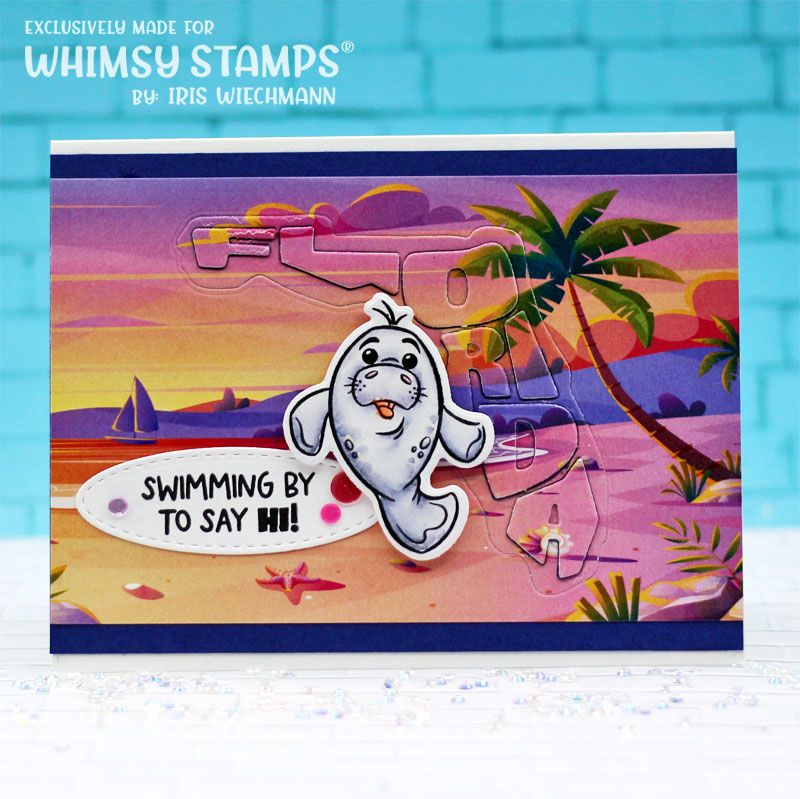 Whimsy Stamps Big Love Manatees Clear Stamps KHB200 Hi