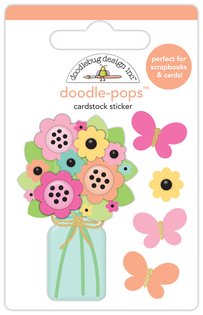 Doodlebug Butterfly Bouquet Doodle Pops 3D Stickers 8167