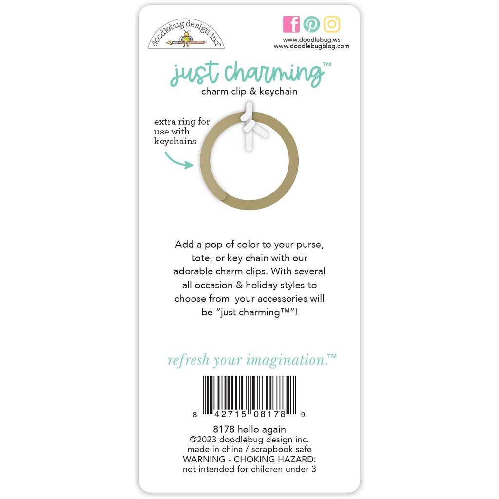 Doodlebug Hello Again Just Charming Clip and Keychain 8178 back