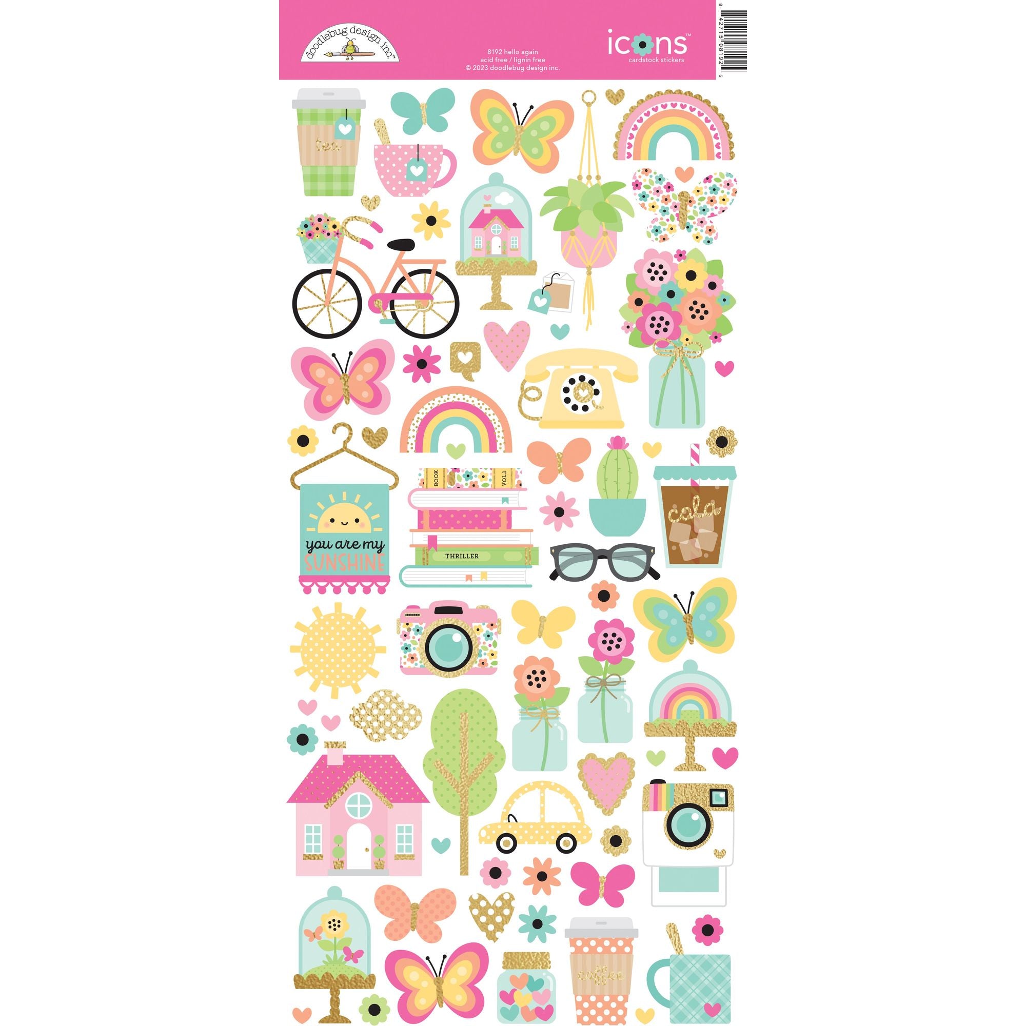 Doodlebug Hello Again Icons Stickers 8192