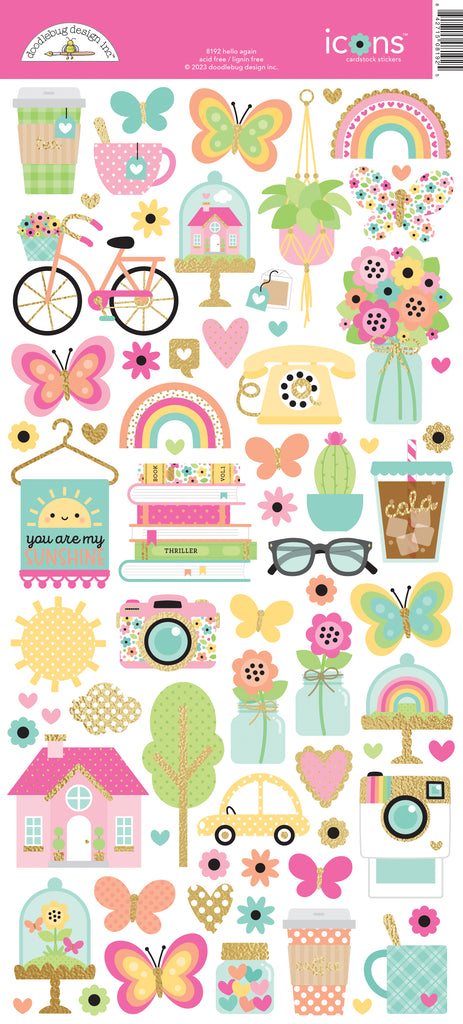 Doodlebug Hello Again Icons Stickers 8192