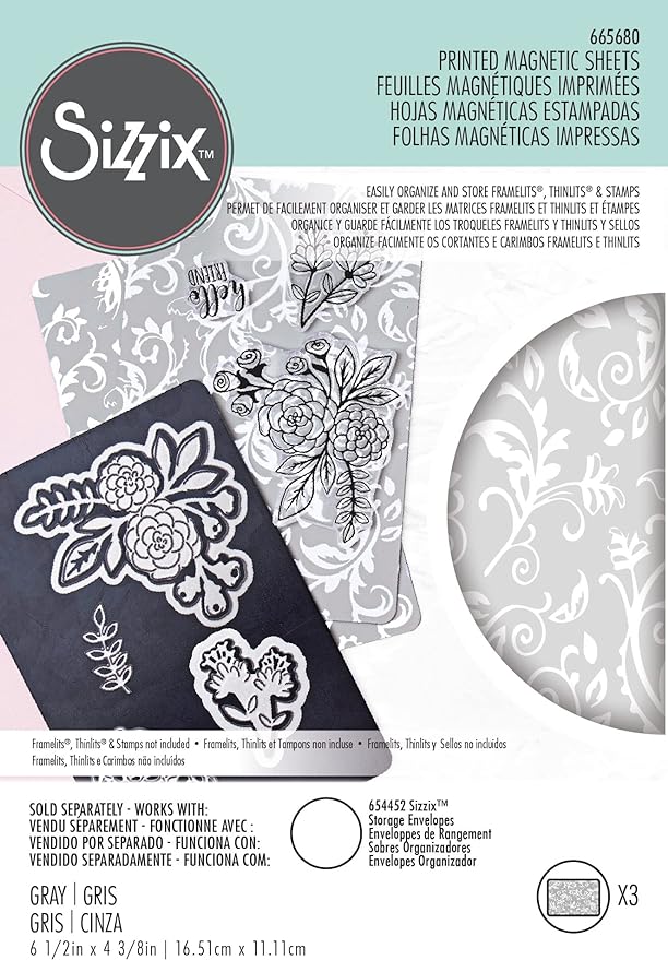 Sizzix PRINTED MAGNETIC SHEETS 6.5x4.375 Three Pack 665680
