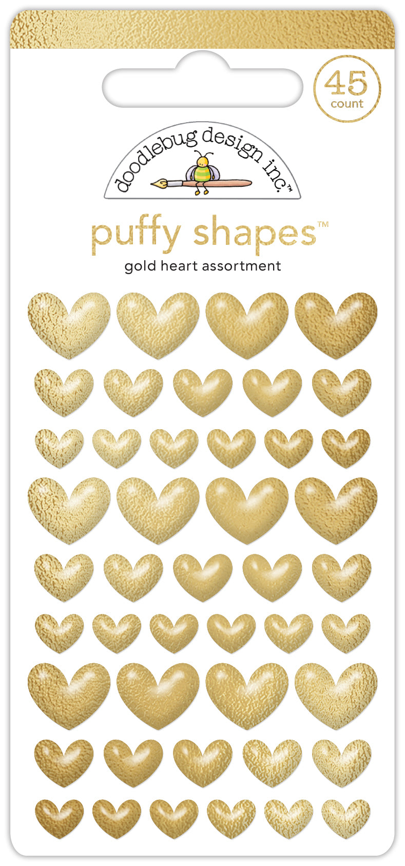 Doodlebug Gold Heart Puffy Shapes Stickers 8218 – Simon Says Stamp