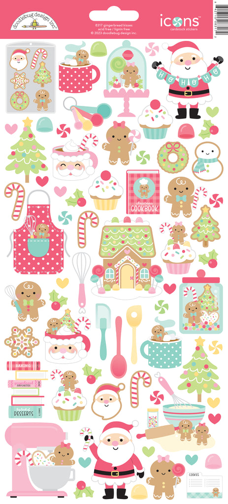Doodlebug Gingerbread Kisses Icons Stickers 8317