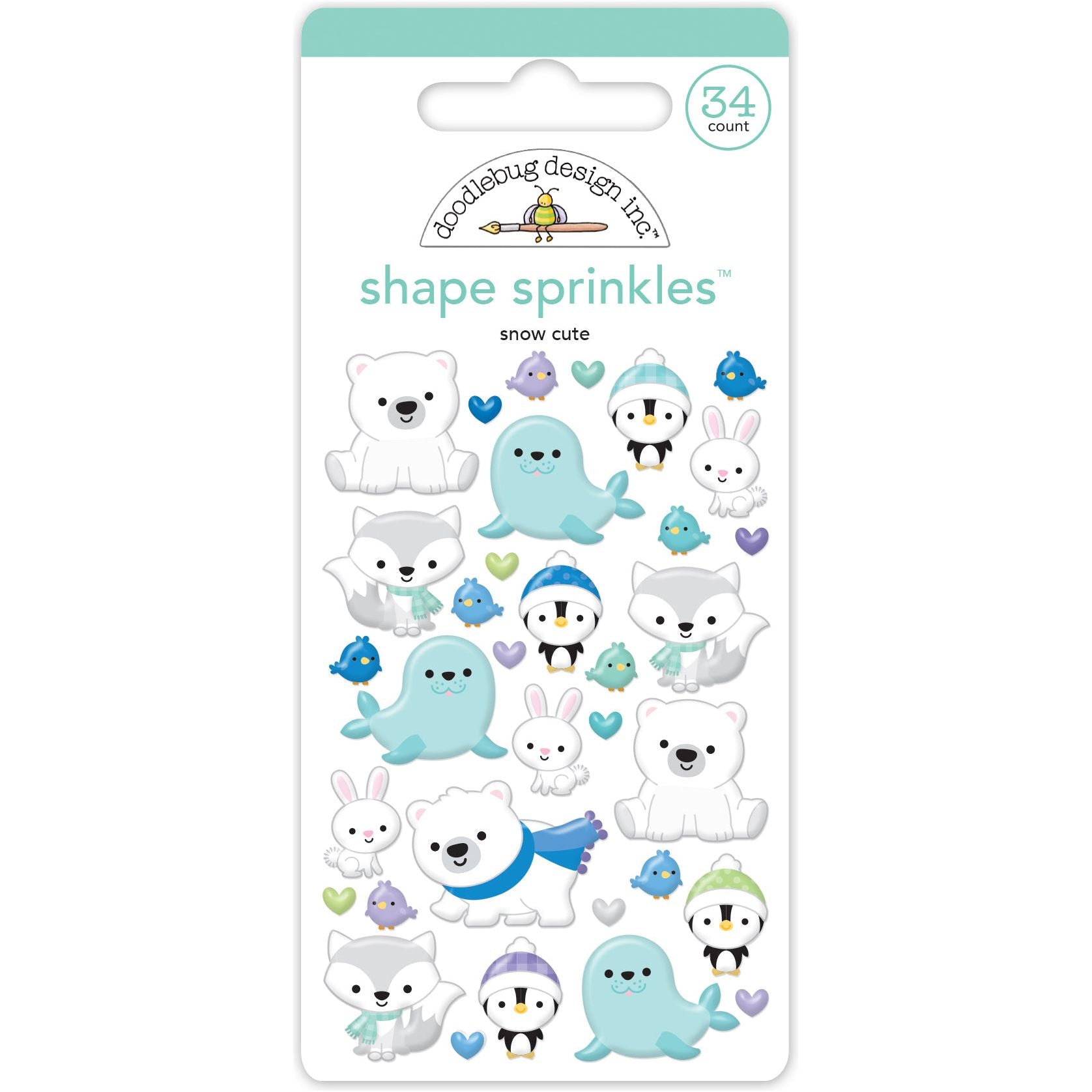 Doodlebug Snow Cute Shape Sprinkles Stickers 8345
