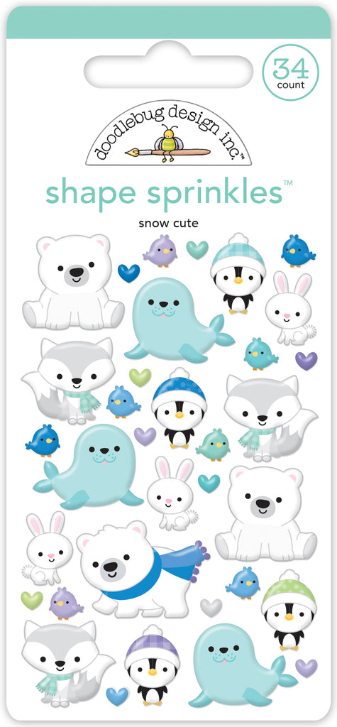 Doodlebug Snow Cute Shape Sprinkles Stickers 8345