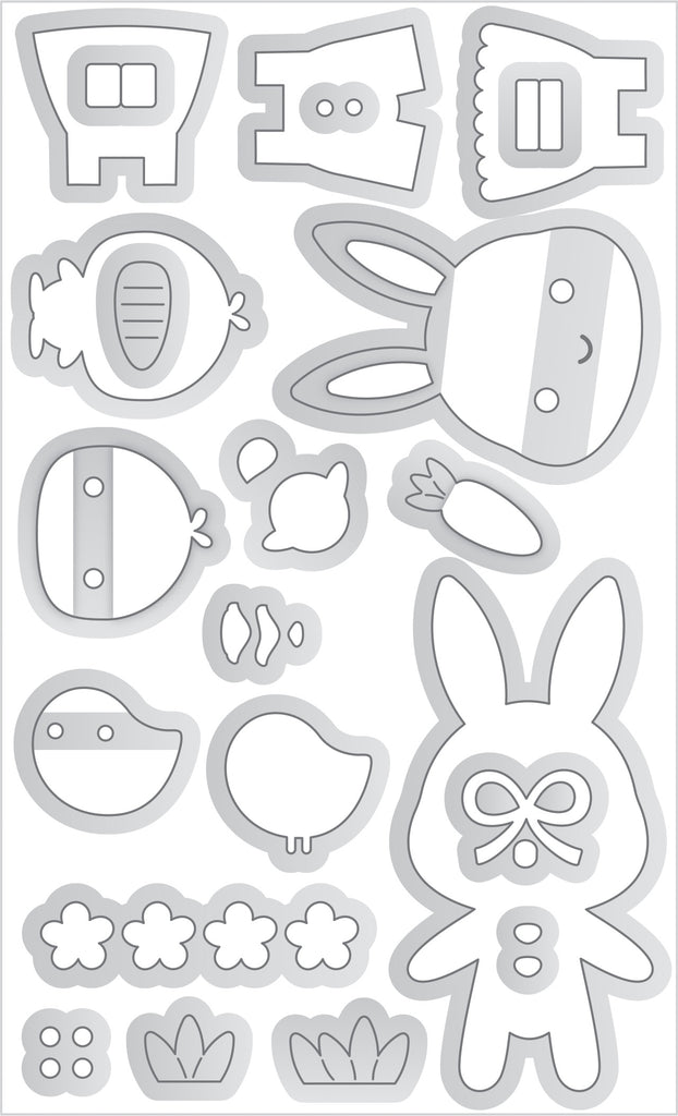 Doodlebug Bunny and Friends Doodle Cuts Dies 8450 actual