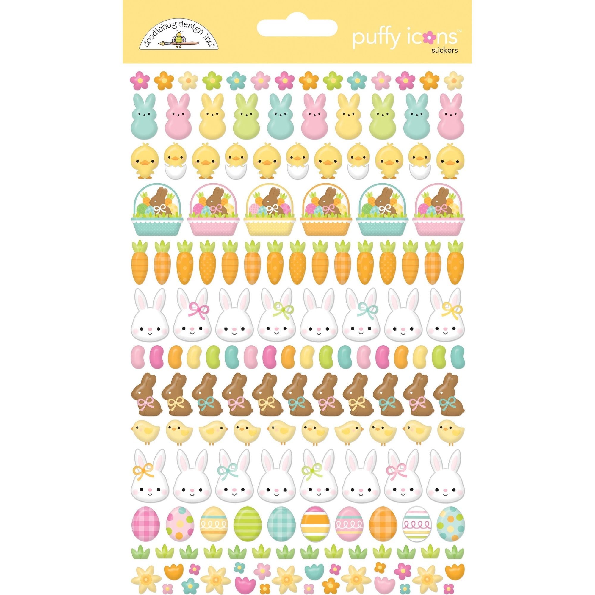 Doodlebug Bunny Hop Puffy Icons Stickers 8452
