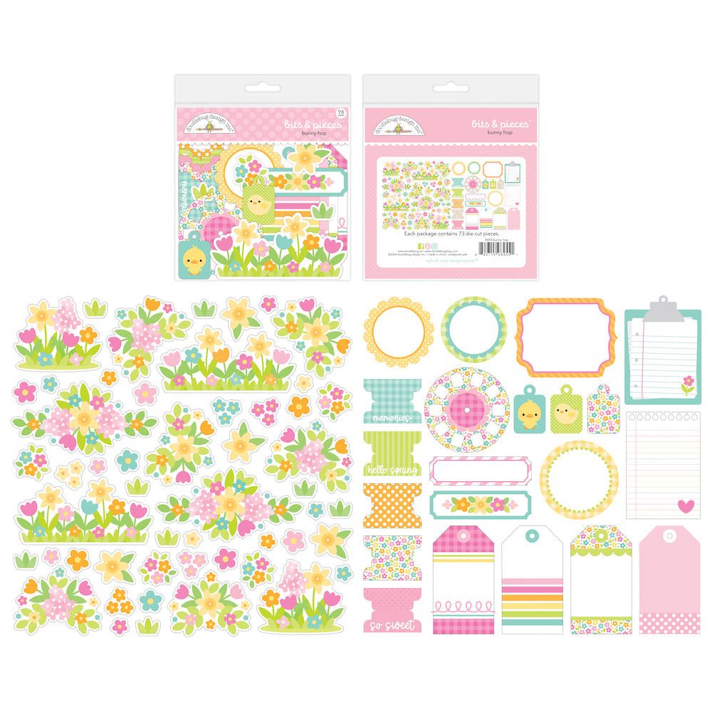 Doodlebug Bunny Hop Bits and Pieces Ephemera Die Cut Shapes 8455