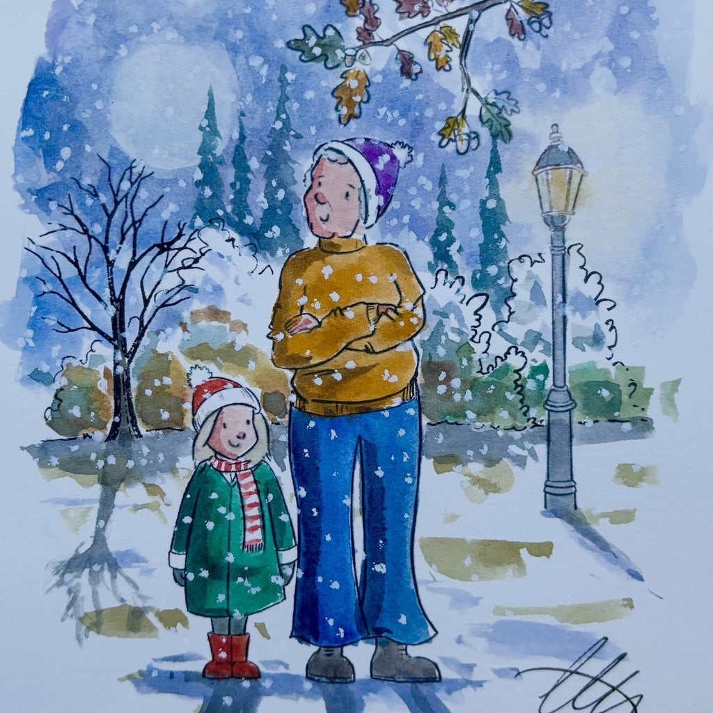 Josh Griffiths Studio Cosy Scenery Clear Stamp Set jgs0056 women and little girl standing in the snow