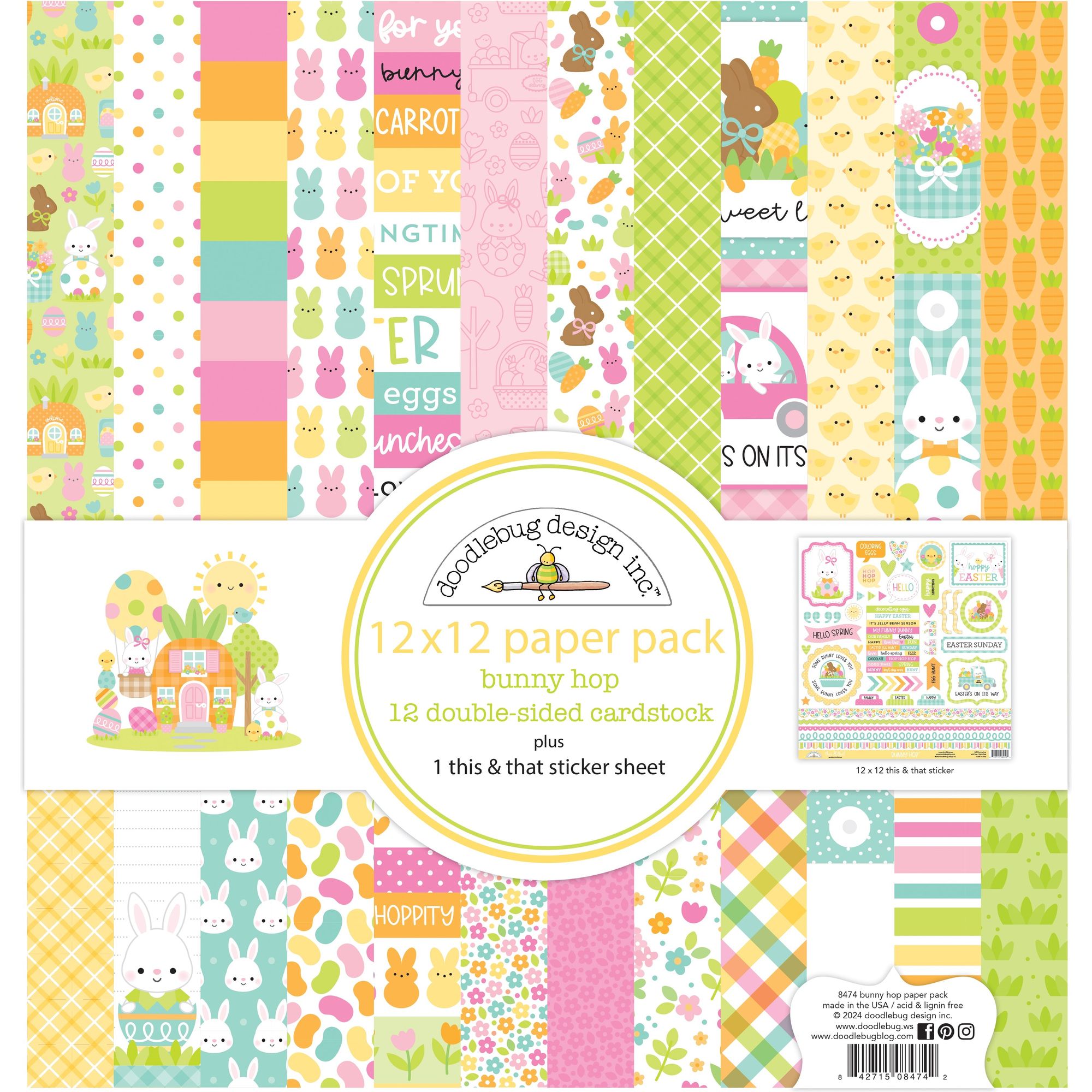 Doodlebug Bunny Hop 12x12 Inch Paper Pack 8474